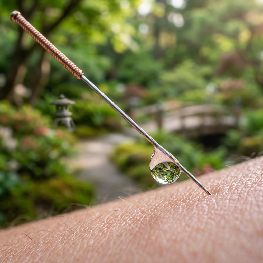 Reflective acupuncture needle macro